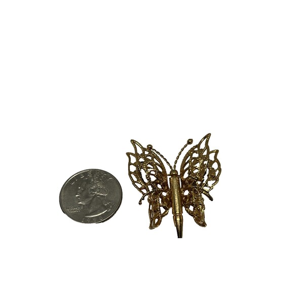 Vintage Unmarked Gold Tone Butterfly Brooch Pin - Picture 4 of 4